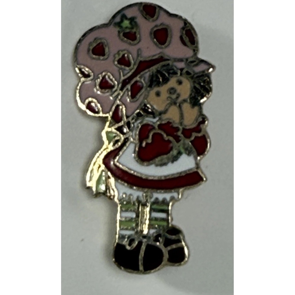 Vintage 1980 Strawberry Shortcake Enamel Pin Brooch Badge Girl Cartoon Character